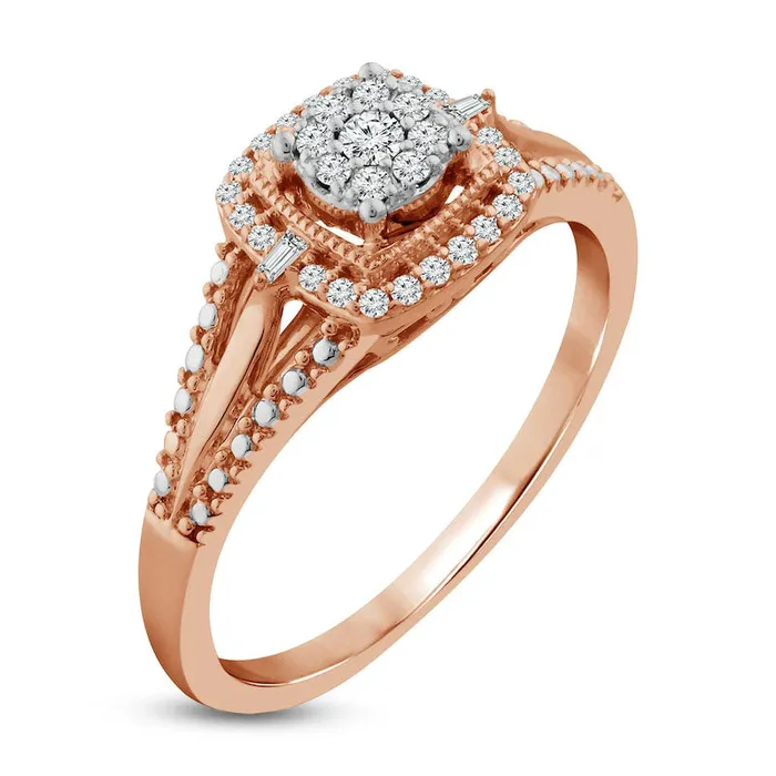 020 CT TW Composite Natural Diamond Cushion Frame Split Shank Promise Ring in Solid 10K Rose Gold Goldia Rings 020 CT TW Composite Natural Diamond Cushion Frame Split Shank Promise Ring in Solid 10K Rose Gold Goldia Rings