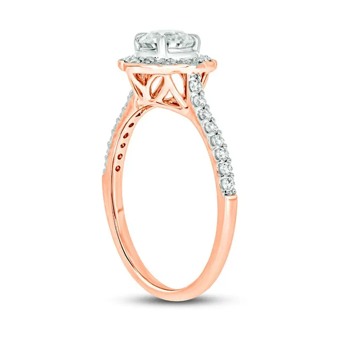 075 CT TW Natural Diamond Frame Antique VintageStyle Flower Engagement Ring in Solid 14K Rose Gold II2 Goldia Rings