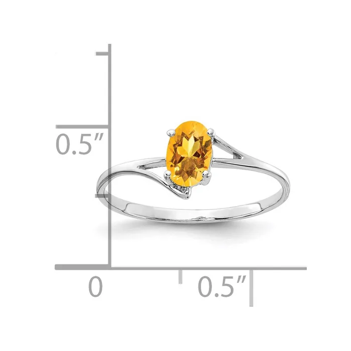 14k White Gold 6x4mm Oval Citrine ring Goldia Rings