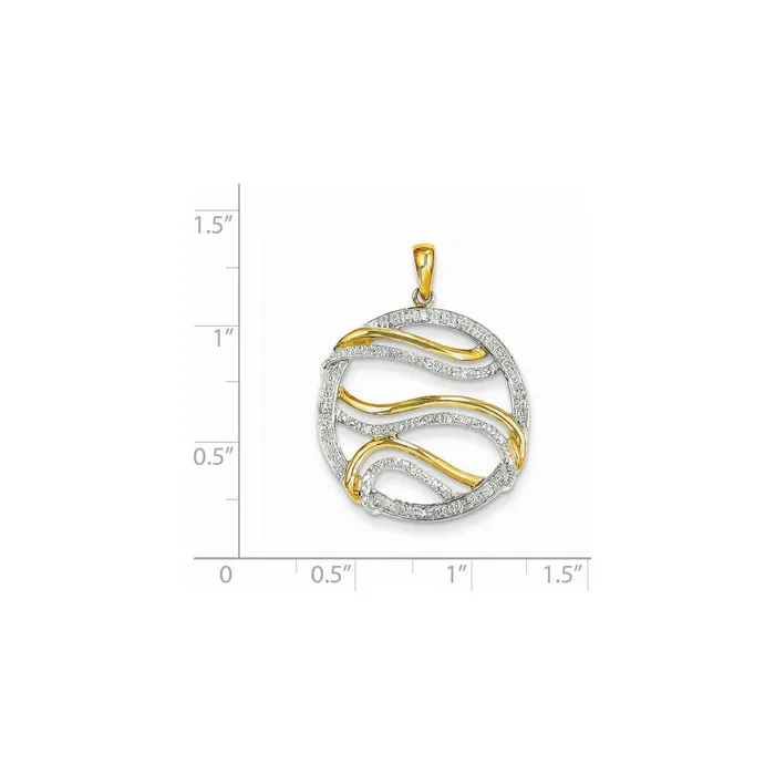 14K Yellow Gold Real Diamond Circle Swirl Pendant Goldia PreStyled Sets