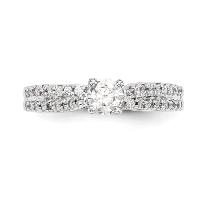 14kw Peg Set Diamond Round CZ By Pass Engagement Ring Goldiacom Rings