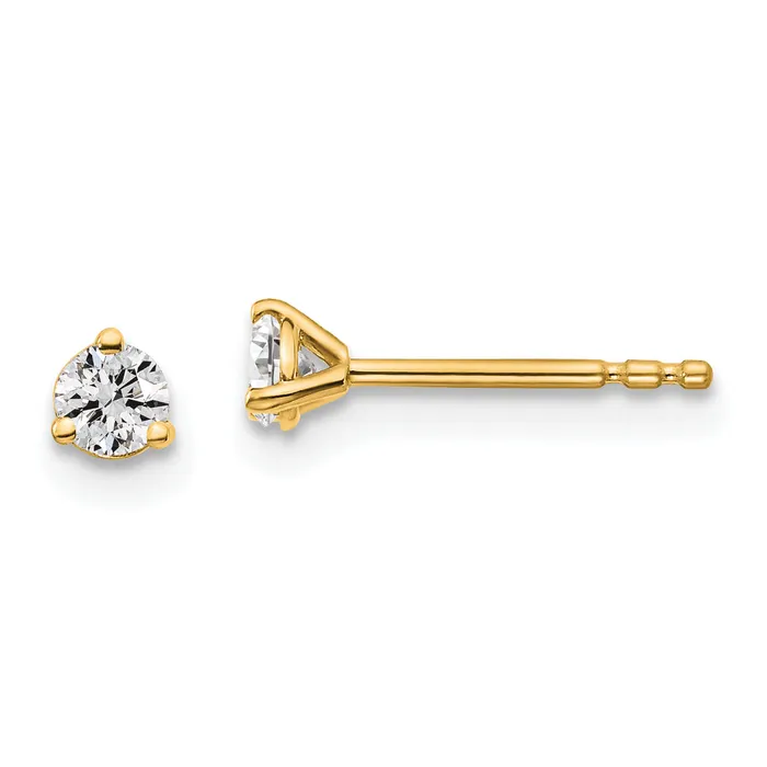 Earrings 14k Yellow Gold 15 ctw Certified Lab Grown Diamond VSSI G Round 3 Prong Heavy Wt Stud Earrings Goldia