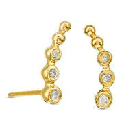 Earrings Goldia 01 CT TW Diamond Beaded Crawler Earrings in Sterling Silver with 14K Gold Plate