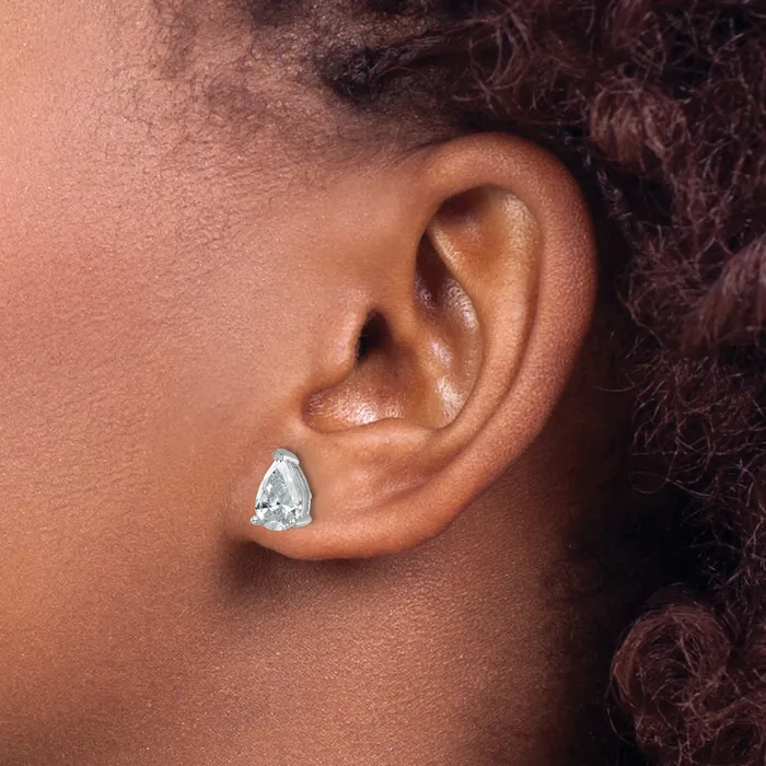 Earrings Goldia 14k White Gold 3 ctw Lab Grown Diamond VSSI G Pear 4 Prong Heavy Wt Stud Earrings