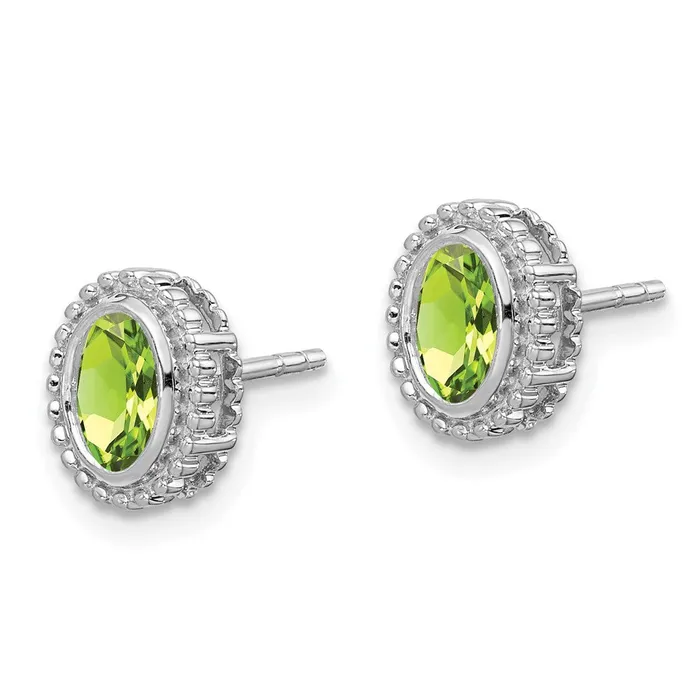 Earrings Goldia 14k White Gold Oval Peridot Post Earrings