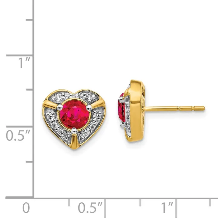 Earrings Goldia Solid 14k Yellow Gold Simulated CZ and Ruby Fancy Heart Earrings Earrings Goldia Solid 14k Yellow Gold Simulated CZ and Ruby Fancy Heart Earrings
