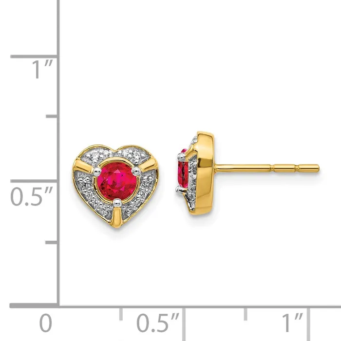 Earrings Goldia Solid 14k Yellow Gold Simulated CZ and Ruby Fancy Heart Earrings Earrings Goldia Solid 14k Yellow Gold Simulated CZ and Ruby Fancy Heart Earrings
