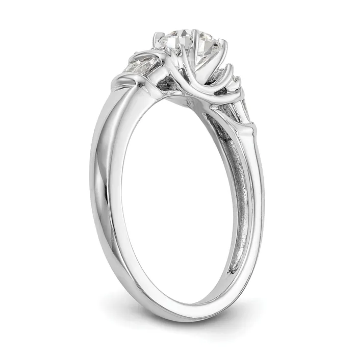 Goldia 030ct CZ Solid Real 14K White Gold Peg Set Engagement Ring Rings