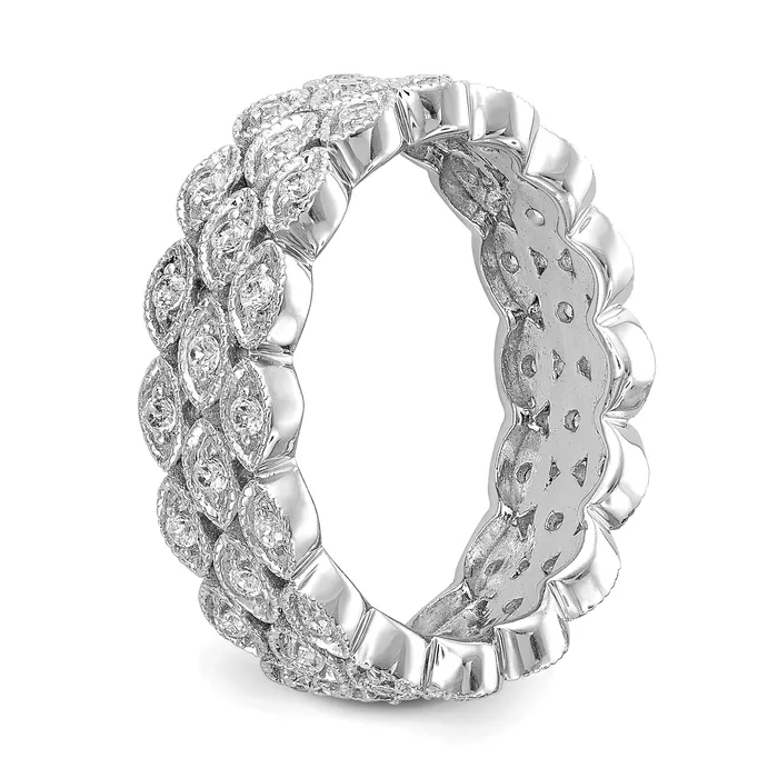 Goldia 14k White Gold 12 Ct Lab Grown Diamond VSSI G Triple Row Marquise Eternity Band Ring Rings