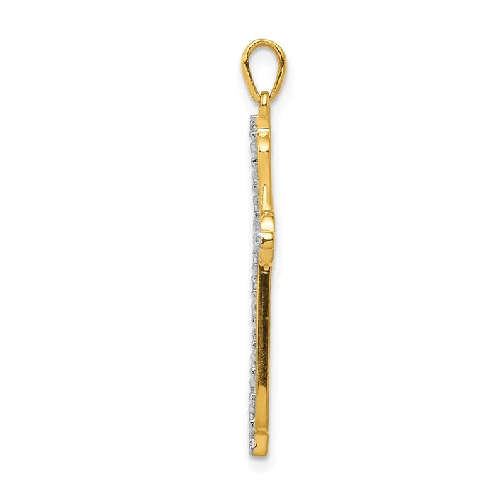 Goldia 14k Yellow Gold rhodium Real Diamond Cross Pendant Necklaces