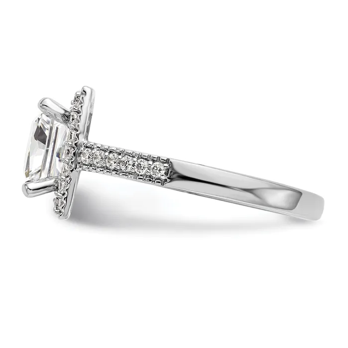 Goldia 200ct CZ Solid Real 14K White Gold Princess Square Halo Engagement Ring Rings