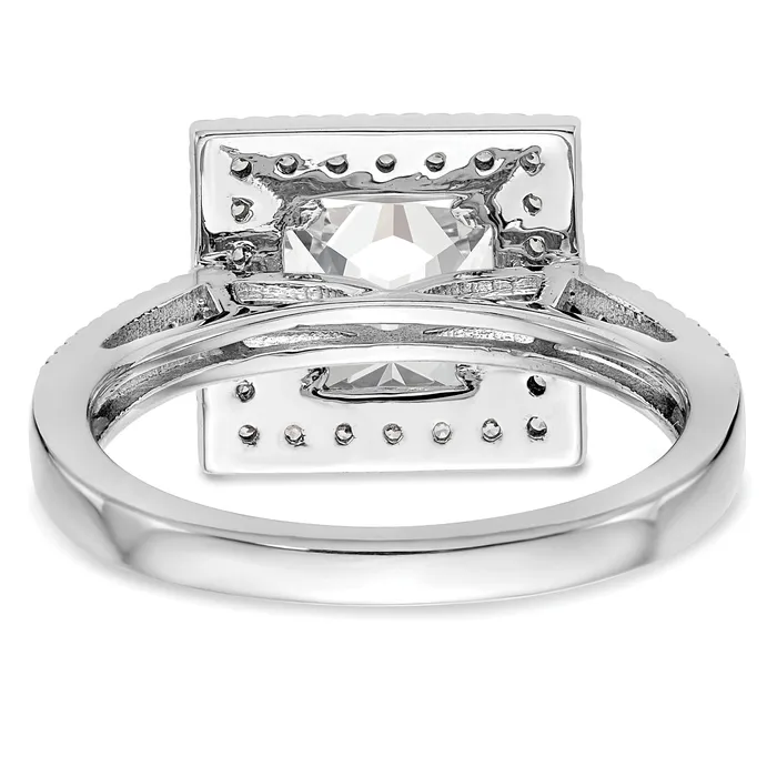 Goldia 200ct CZ Solid Real 14K White Gold Princess Square Halo Engagement Ring Rings