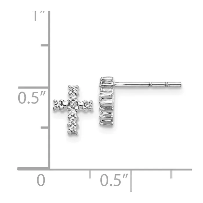 Goldia Earrings Solid 14k White Gold Polished Simulated CZ Cross Post Earrings