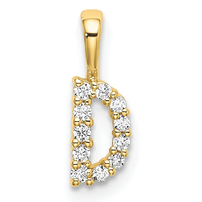 Goldia Necklaces 14k Yellow Gold 110 Ct Lab Grown Diamond VSSI G Letter D Initial Pendant Goldia Necklaces 14k Yellow Gold 110 Ct Lab Grown Diamond VSSI G Letter D Initial Pendant