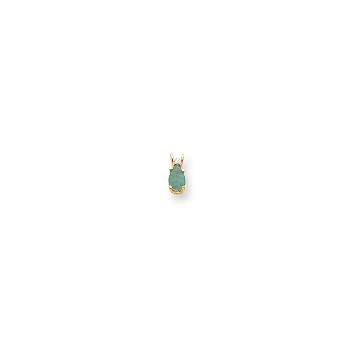 Goldia Necklaces 14K Yellow Gold 6x4mm Pear Emerald VS Real Diamond pendant