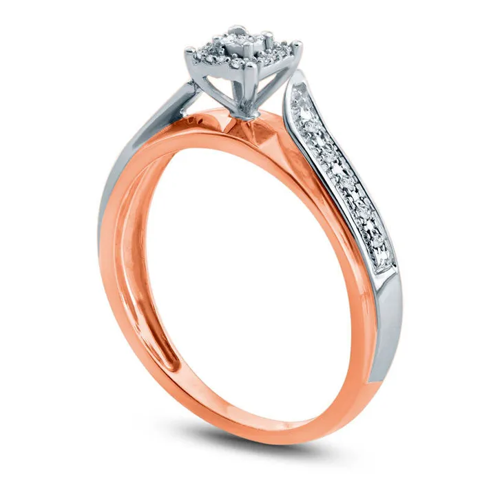 Goldia Rings 005 CT TW Natural Diamond Square Frame Bypass Engagement Ring in Solid 10K Rose Gold Goldia Rings 005 CT TW Natural Diamond Square Frame Bypass Engagement Ring in Solid 10K Rose Gold