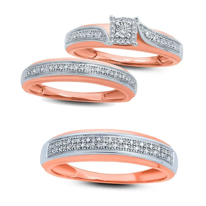 Goldia Rings 005 CT TW Natural Diamond Square Frame Bypass Engagement Ring in Solid 10K Rose Gold Goldia Rings 005 CT TW Natural Diamond Square Frame Bypass Engagement Ring in Solid 10K Rose Gold