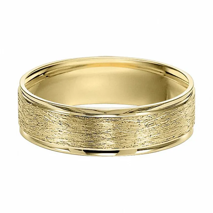 Goldia Rings Mens 60mm Brushed Wedding Band in Solid 10K Yellow Gold