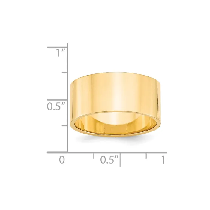 Goldia Rings Solid 14K Yellow Gold 10mm Light Weight Flat MensWomens Wedding Band Ring Size 95