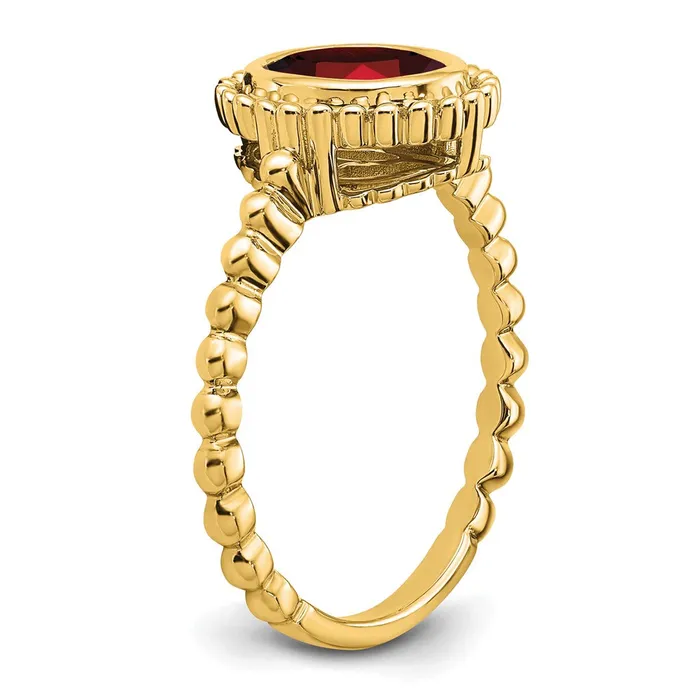 Goldia Rings Solid 14k Yellow Gold Oval Simulated Garnet Ring