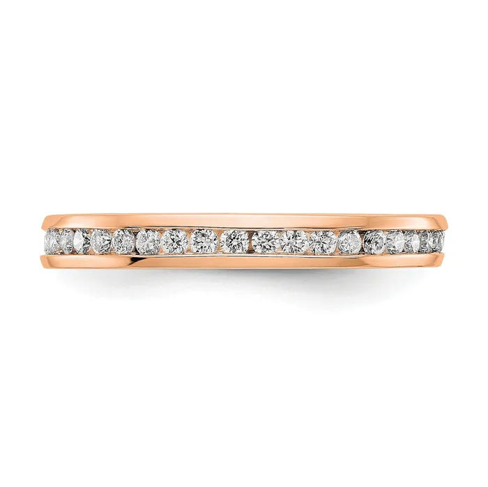 Goldia Rings Solid Real 14k Rose Gold Polished 12ct Channel Set CZ Eternity Wedding Band Ring
