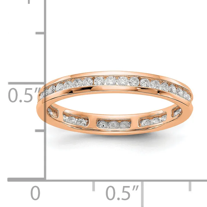 Goldia Rings Solid Real 14k Rose Gold Polished 12ct Channel Set CZ Eternity Wedding Band Ring