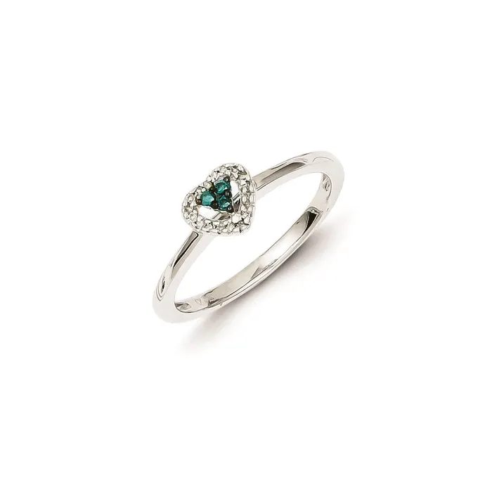 Goldia Rings Sterling Silver Rhodium Plated Blue u0026 White Diamond Heart Ring