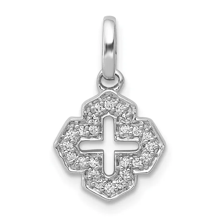 Goldia Solid 14k White Gold 110ct Simulated CZ Fancy Cross Pendant Necklaces