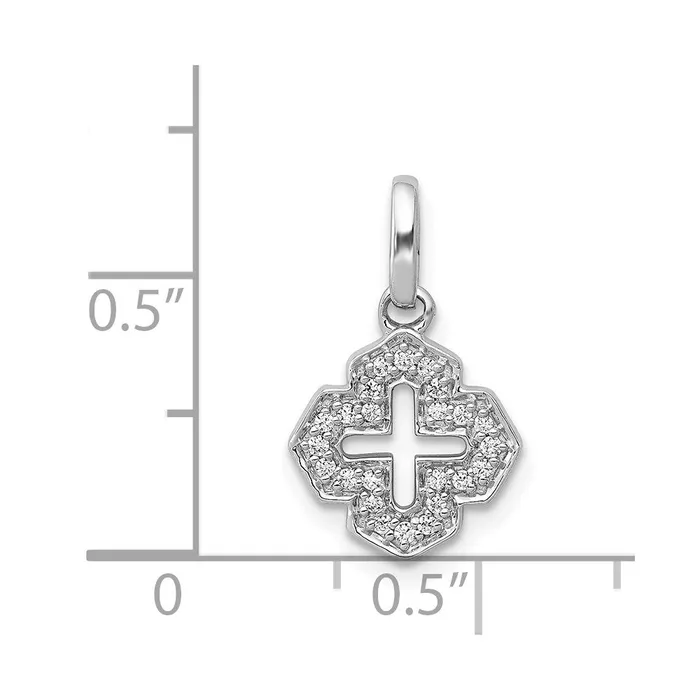 Goldia Solid 14k White Gold 110ct Simulated CZ Fancy Cross Pendant Necklaces Goldia Solid 14k White Gold 110ct Simulated CZ Fancy Cross Pendant Necklaces