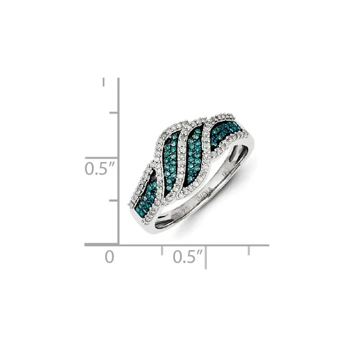 Goldia Sterling Silver Blue and White Diamond Ring Rings