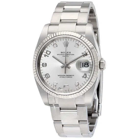 JMS always Bracelets Original Rolex Oyster Perpetual Date 34 Silver Dial Stainless Steel Bracelet Automatic Mens Watch 115234SADO