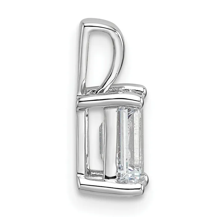Necklaces 14k White Gold 1 Ct Lab Grown Diamond VSSI G Emerald Four Prong Pendant Goldia