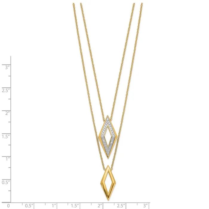 Necklaces Goldia 14K Yellow Gold Polished Fancy Double Strand Real Diamond 16in Necklace