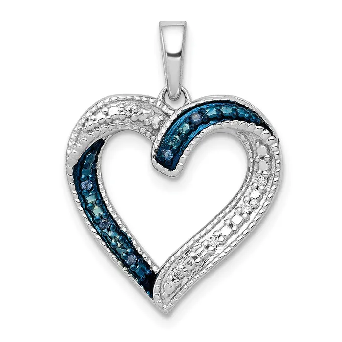 Necklaces Goldia Solid 14k White Gold 120ct Blue and Simulated CZ Heart Pendant