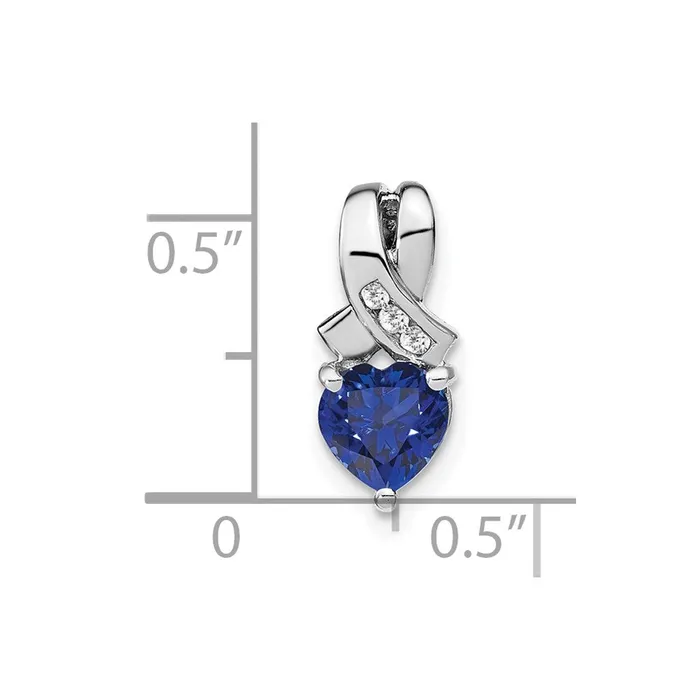 Necklaces Goldia Sterling Silver Created Sapphire and Real Diamond Pendant
