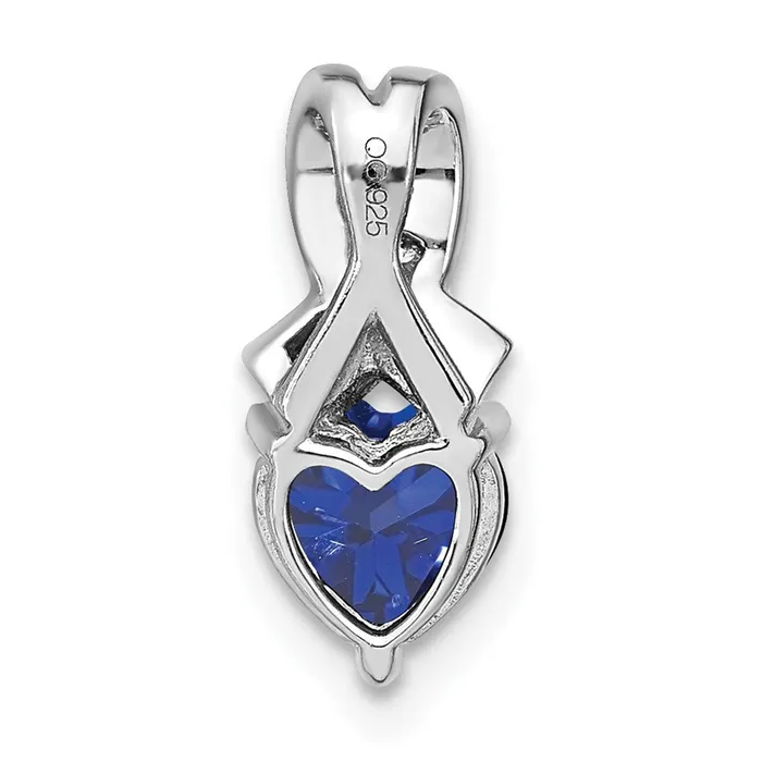 Necklaces Goldia Sterling Silver Created Sapphire and Real Diamond Pendant