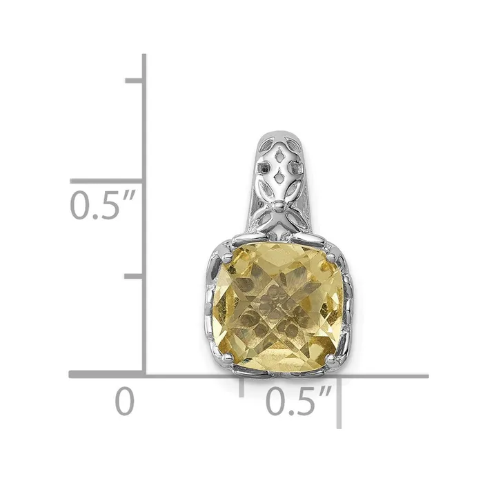 Necklaces Goldia Sterling Silver Rhodiumplated Lemon Quartz Pendant