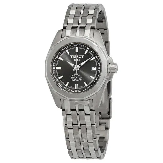 Original Tissot PRC 100 Quartz Anthracite Dial Titanium Ladies Watch T0080104406100 JMS always Watches
