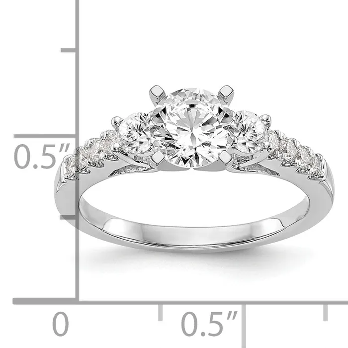 Rings 047ct CZ Solid Real 14K White Gold 3Stone Peg Set Engagement Ring Goldia