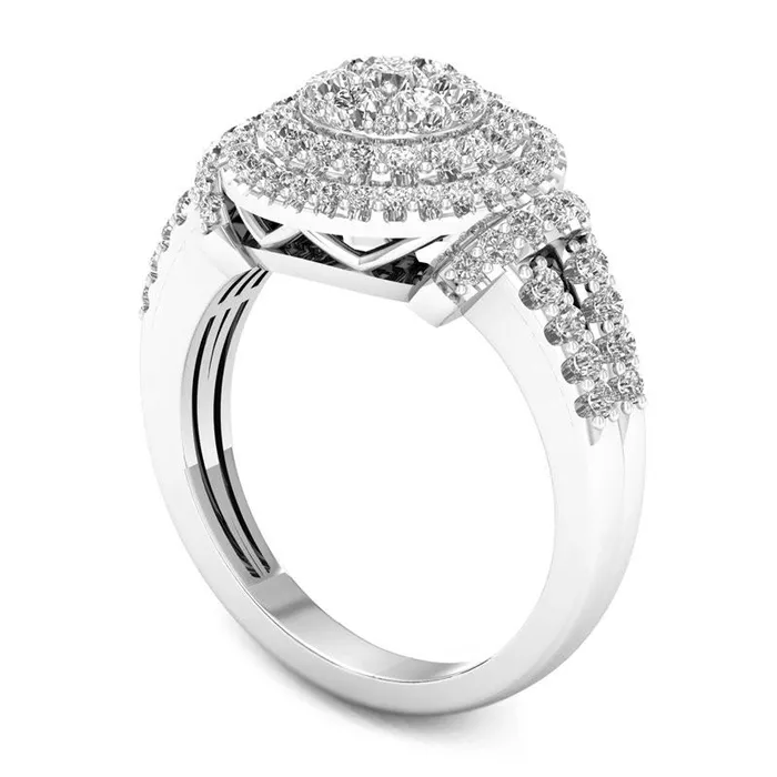 Rings 10 CT TW Natural Diamond Triple Frame Collar Ring in Solid 10K White Gold Goldia Rings 10 CT TW Natural Diamond Triple Frame Collar Ring in Solid 10K White Gold Goldia