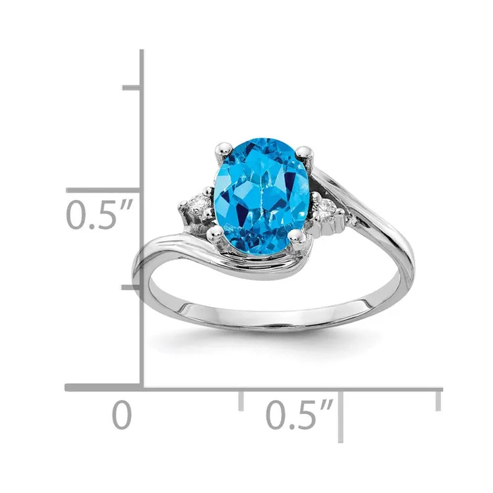 Rings Goldia 14k White Gold 8x6mm Oval Blue Topaz Checker A Real Diamond ring