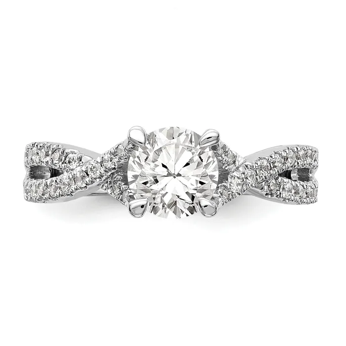 Rings Goldiacom 14k White Gold Diamond Round CZ By Pass Engagement Ring