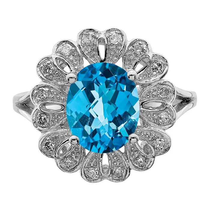 Rings Goldia Sterling Silver Rhodium Diamond u0026 CheckerCut Blue Topaz Ring