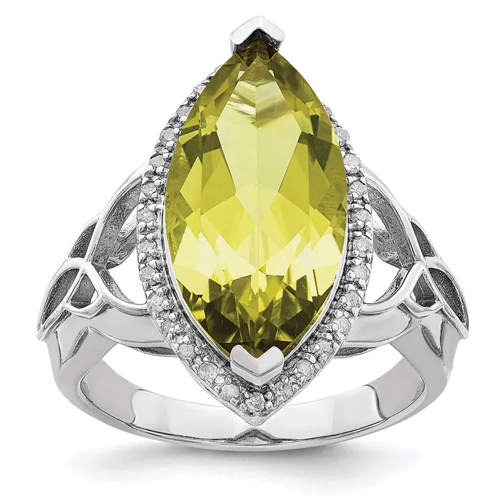 Rings Goldia Sterling Silver Rhodium Lemon Quartz u0026 Diamond Ring