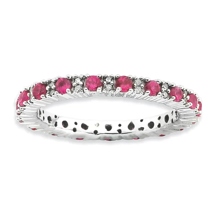 Rings Goldia Sterling Silver Stackable Expressions Polished Cr Ruby u0026 Dia Ring