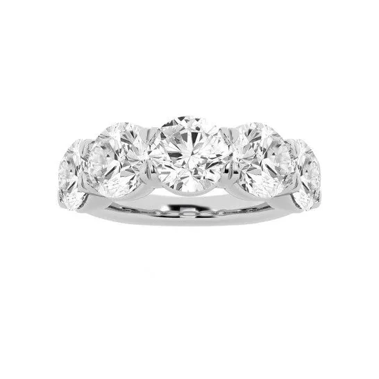 Rings Original Brilliant Diamond 14K White Gold 5 CTTW RoundCut LAB GROWN Diamond Five Stone Anniversary Band GSI JMS always