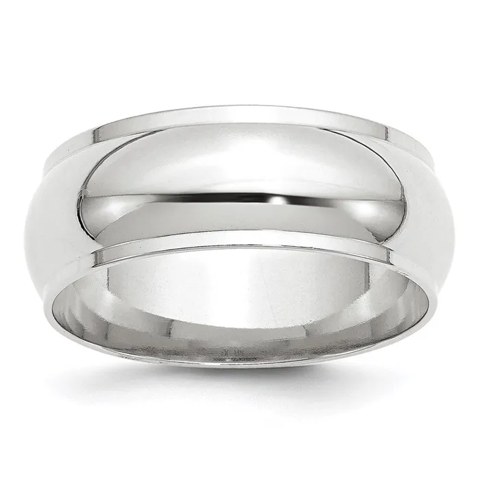 Rings Solid 14K White Gold 8mm Half Round with Edge MensWomens Wedding Band Ring Size 125 Goldia