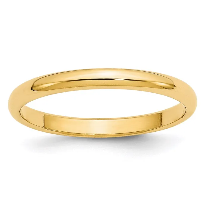 Rings Solid 14K Yellow Gold 25mm Half Round MensWomens Wedding Band Ring Size 75 Goldia