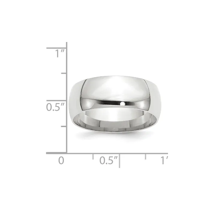 Rings Solid 18K White Gold 8mm Light Weight Comfort Fit MensWomens Wedding Band Ring Size 4 Goldia