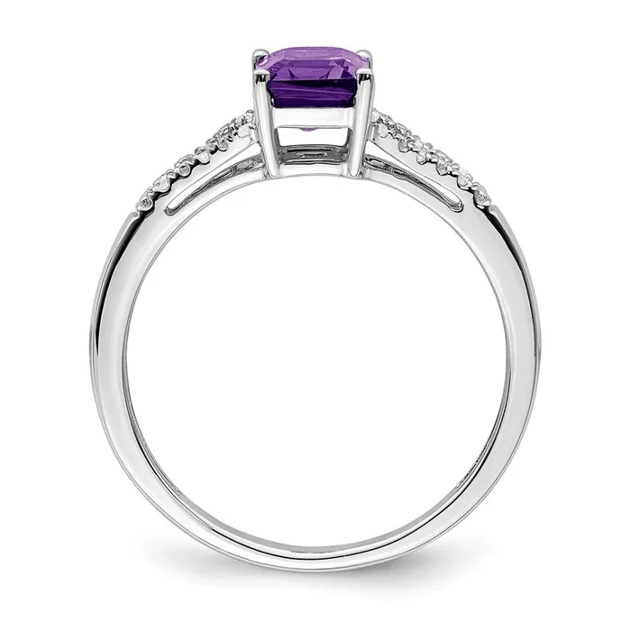 Solid 14k White Gold Simulated Emerald Simulatedcut Amethyst and CZ Ring Goldia Rings